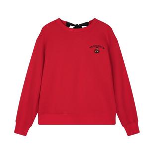 【苹果猫卫衣】LILY冬新款猫咪休闲加绒圆领红色卫衣蝴蝶结