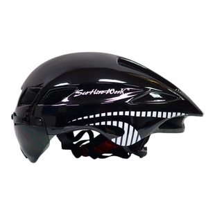 自行车山地公路骑行头盔破风带风镜一体成型男女TT-3安全盔装备帽