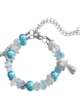 【璃海星芒】MIES原创油画渲染串珠手链女蓝白珍珠小众高级感百搭