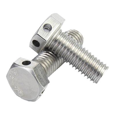 金超304不锈钢头部打孔外六角螺丝带孔螺栓保险孔螺丝GB32.1 M6M8