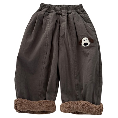 可爱小狗加绒休闲长裤