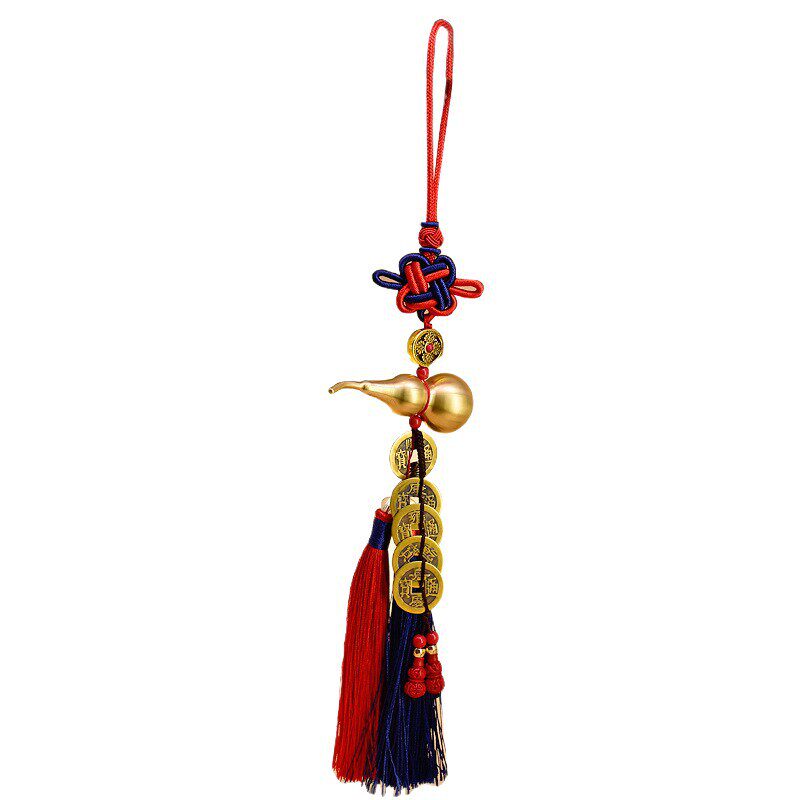 黄铜五帝钱葫芦开口车挂吉祥