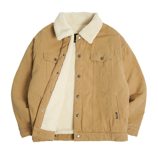 bdpowerup秋冬巴恩风羊羔绒棉服外套男加厚外套夹克男士休闲棉衣