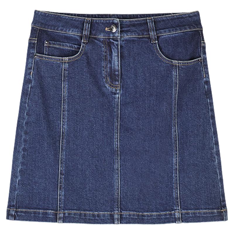 声雨竹官方旗舰店2026春季休闲牛仔裙女通勤简约半身裙口袋设计