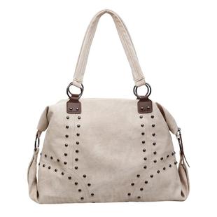 秋冬复古通勤单肩包包女2025新款潮酷铆钉托特包大容量旅行手提包