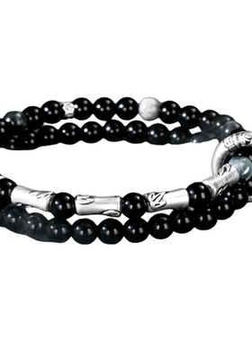 天然黑曜石手串招财纳福上岸手链