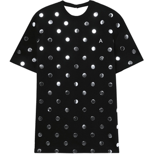 IT Area Nyc女装短袖连衣裙新款摩登时髦金属缀饰T恤短裙D21184XM