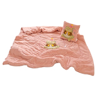 抱枕被两用卡通恐龙加厚牛奶绒汽车靠垫办公室学校午睡折叠枕头被