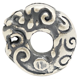 羲室S999纯银隔珠 复古做旧龙纹图腾圆形素银隔片DIY银饰手链配件