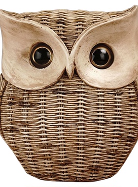 仿真藤编猫头鹰客厅装饰摆件手办