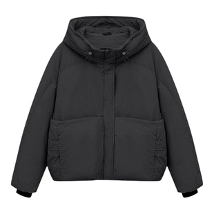 Basic House/百家好26连帽鸭绒加厚保暖短款羽绒服女冬季新款外套