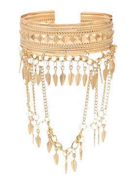 敦煌飞天手饰树叶流苏开口手镯