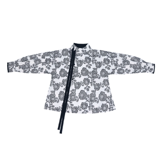 拟梦【花枝墨】原创唐制破裙汉元素棉麻高领衬衫春夏通勤高智黑白