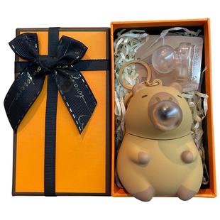 2024年新款卡皮巴拉水豚鼠吐泡泡汽车钥匙扣捏捏乐书包挂件钥匙链