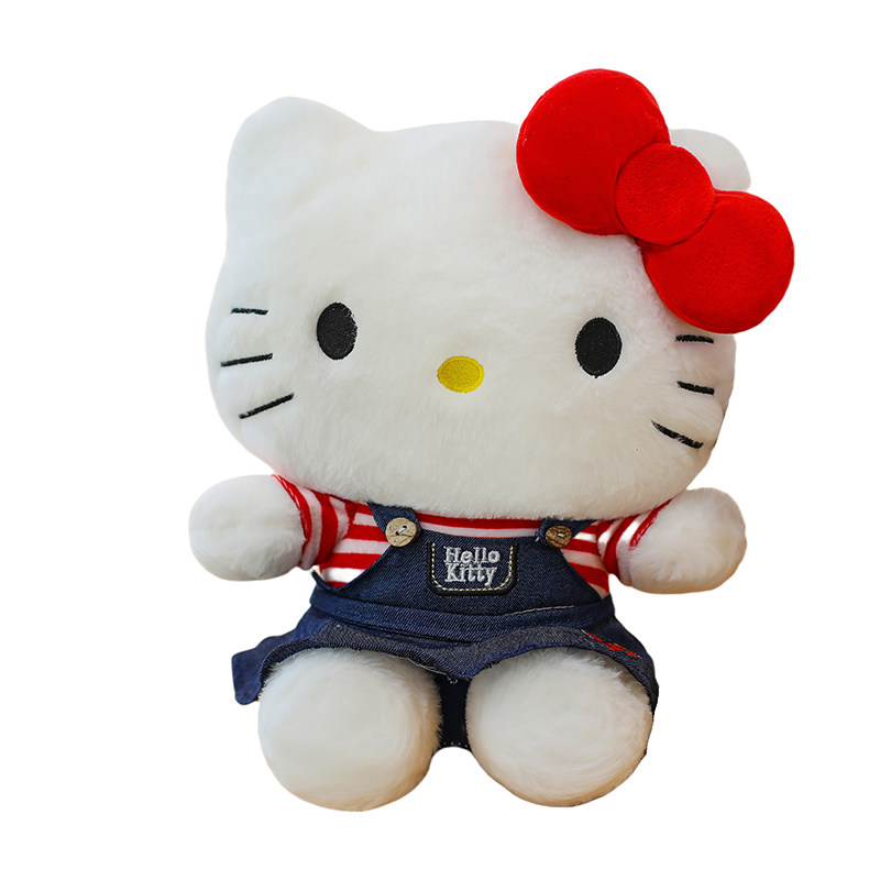 Hellokitty公仔牛仔裙凯蒂猫玩偶毛绒玩具哈喽KT布娃娃抱枕礼物女
