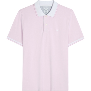 Brooks Brothers/布克兄弟男士春夏新款纯色镶边休闲polo衫