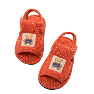 新款纯棉儿童居家学步鞋1-2-3岁宝宝室内软布底静音防滑拖鞋四季