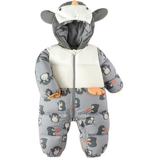 巴拉巴拉宝宝羽绒连体衣新生儿衣服冬装新款童婴儿男童女童加厚季