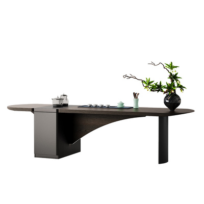 意式烟熏木茶台实木茶桌别墅茶室