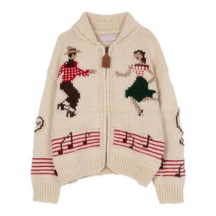 【现货】GROVE EDGE韩国 复古少女 快乐舞者翻领拉链毛衣开衫外套