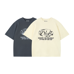 GOODLIVEABLE BOXY短宽短袖t恤男数码直喷LOGO印花新疆长绒棉体恤