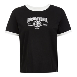 25秋季新款NBA ATELIER独行侠队圆领微弹上衣女士美式撞色短袖t恤