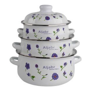 新品加厚珐琅16-20搪瓷锅三件套汤锅泡面碗奶锅小火锅双耳欧式韩