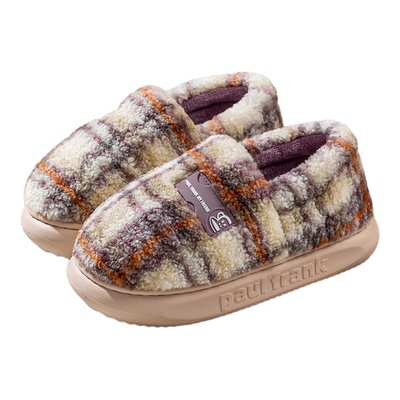 Paul Frank大嘴猴棉拖鞋女士包跟冬季踩屎感厚底居家室内保暖棉鞋