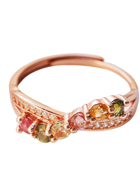 交叉可调节戒指碧玺女