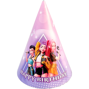 kpop猎魔女团生日派对主题布置装饰一次性餐具盘桌布纸杯女孩周岁