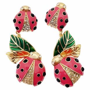 青岛饰品欧美小众质感滴釉昆虫镀真金KS耳环