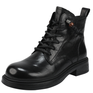 红粉知己真皮马丁靴女2025冬季新款英伦短靴粗黑色不累脚短筒靴子