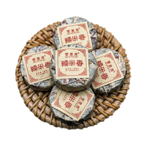云南普洱茶鼎房糯米香普洱茶熟茶小玉饼牛皮纸天方地圆500克 包邮