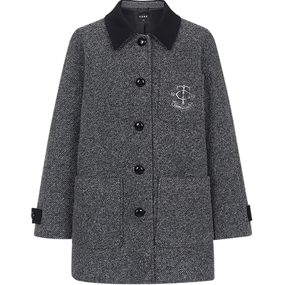 KBNE羊毛灰色毛呢外套中长款呢子大衣2025新款小个子秋冬气质女装