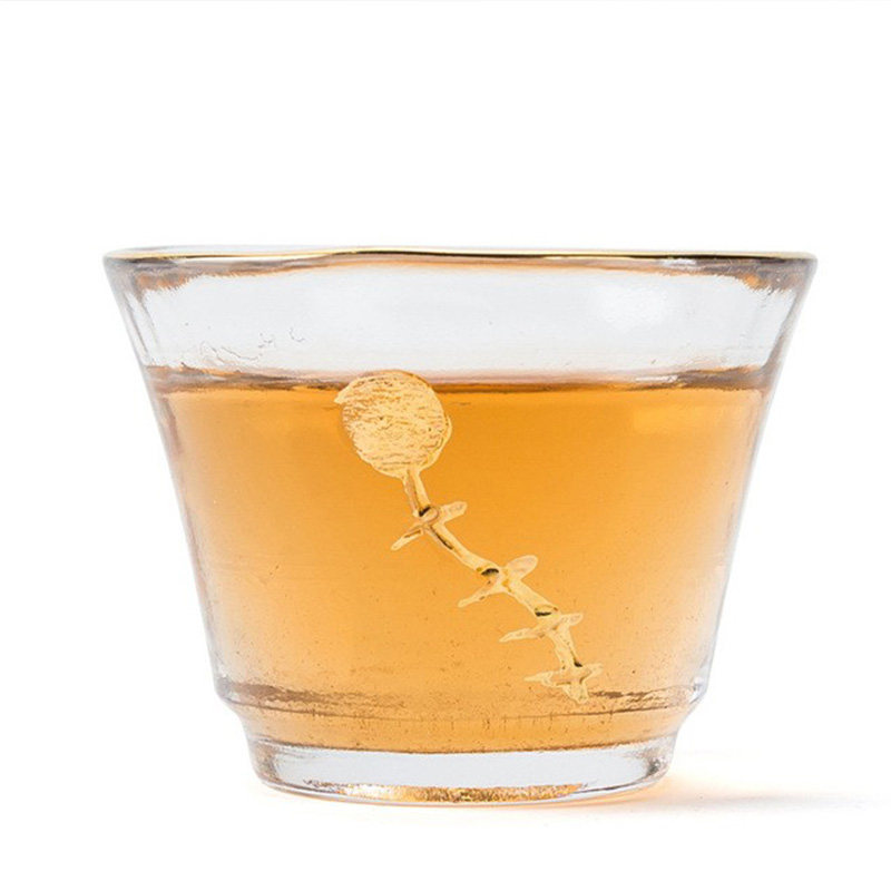 日式描金透明品茗杯玻璃酒杯盏
