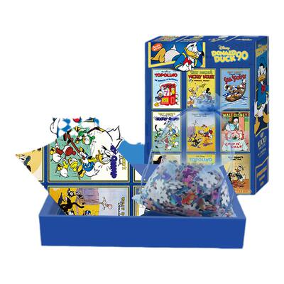 迪士尼蓝卡拼图1000片复古怀旧唐老鸭米奇海报儿童益智高难度拼图