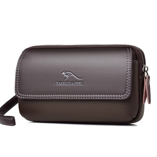 工地干活手机包腰包男款真皮穿皮带腰挂零钱包横款多功能男手机包