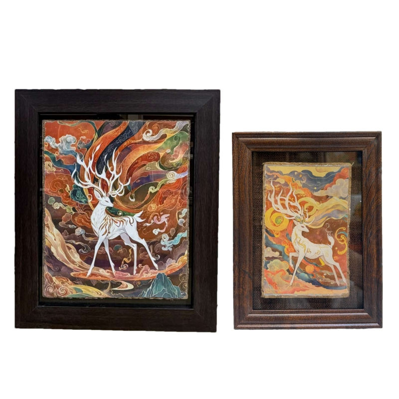 敦煌特色泥板画文创礼品莫高窟壁画墙皮画泥坯装饰飞天摆件伴手礼