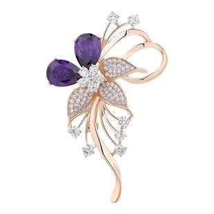 【紫罗兰正版】紫花音符胸针高档女精致花朵款胸花别针生日礼物