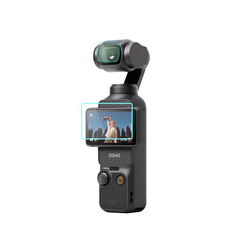 JJC 适用DJI大疆pocket4钢化膜pocket4pro/4p/3镜头膜屏幕膜FrameTap取景遥控器AR增透云