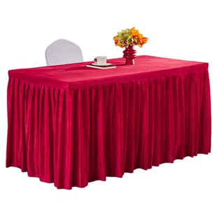 定制会议桌布会议室桌围长方形高级感绒布商务签到台卓子套罩桌裙