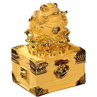 李居明大财箱八方运财摆件金蟾蜍存钱箱子家用客厅办公室只进不出