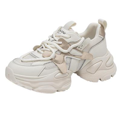 奥康女鞋酷飒拼色厚底老爹鞋增高