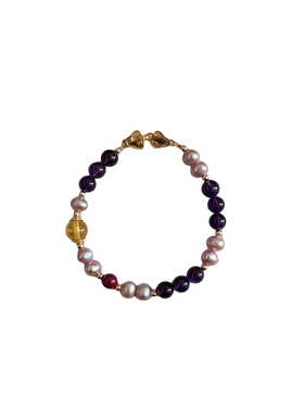 九紫离火上岸天然紫水晶手串朱砂本命年珍珠手链天然水晶招财礼物