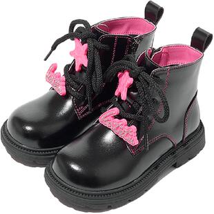 卡特兔儿童马丁靴男童秋冬雪地靴新款黑色英伦风软底防滑宝宝短靴