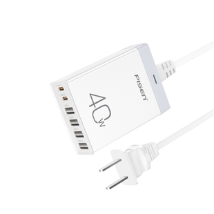 品胜多口usb充电器50W快充多功能插头六口工作室桌面充电头适用苹果17华为小米手机16平板多孔排插口充电插座