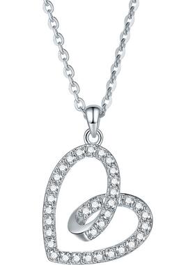 周六福S925银闪耀爱心项链女环绕O字链送女友节日礼物