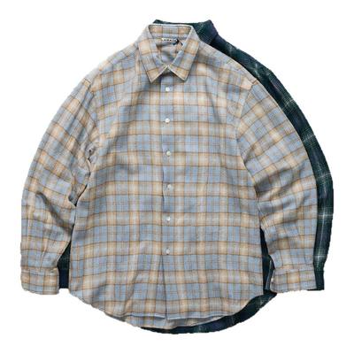 AURALEE羊毛休闲格纹长袖衬衫