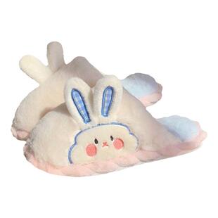 细细条 踩屎感棉拖鞋女士冬季室内家居保暖可爱小兔子毛绒月子鞋