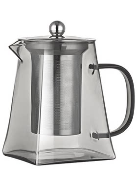 加厚耐热四方壶烟灰色轻奢玻璃泡茶壶可明火高硼硅煮茶壶茶水分离